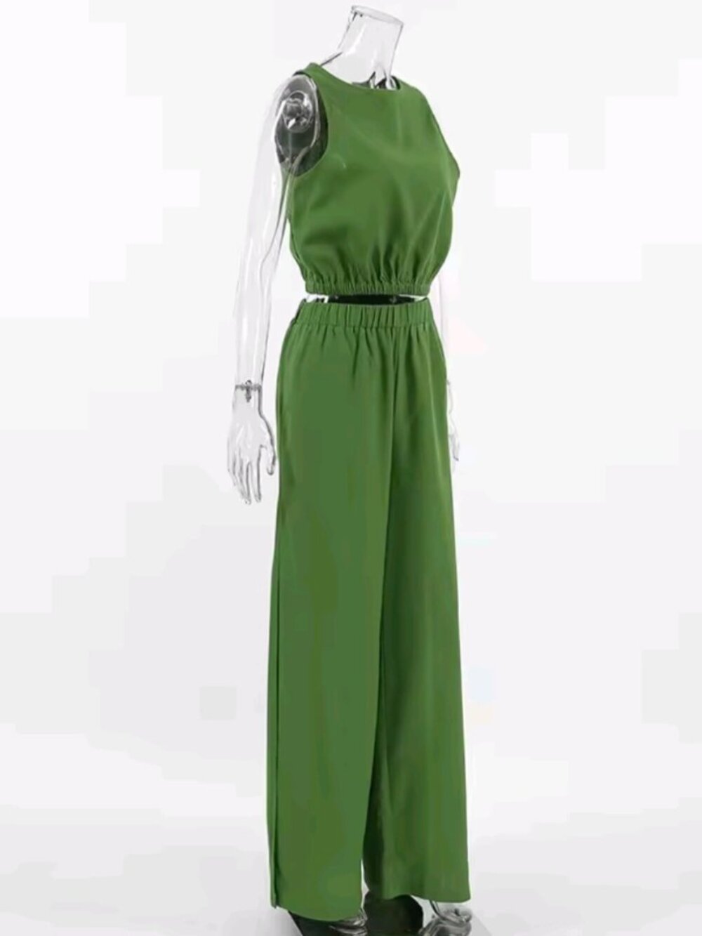 Casual Women's Vest and Slit Pants Two-Piece Set Cotton and Linen Solid Color Pa - Picture 4 of 5